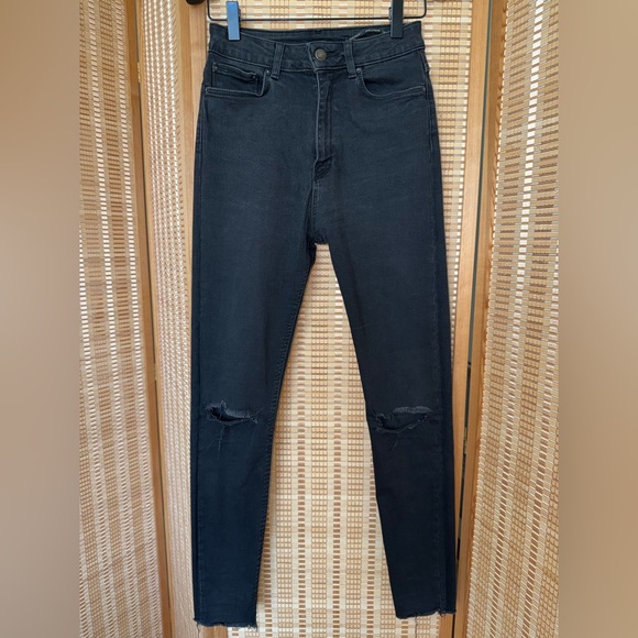 Zara skinny ripped high waist jeans 👖 Woman  black Denim Jeans stretch ankle Sz2 - Picture 1 of 5